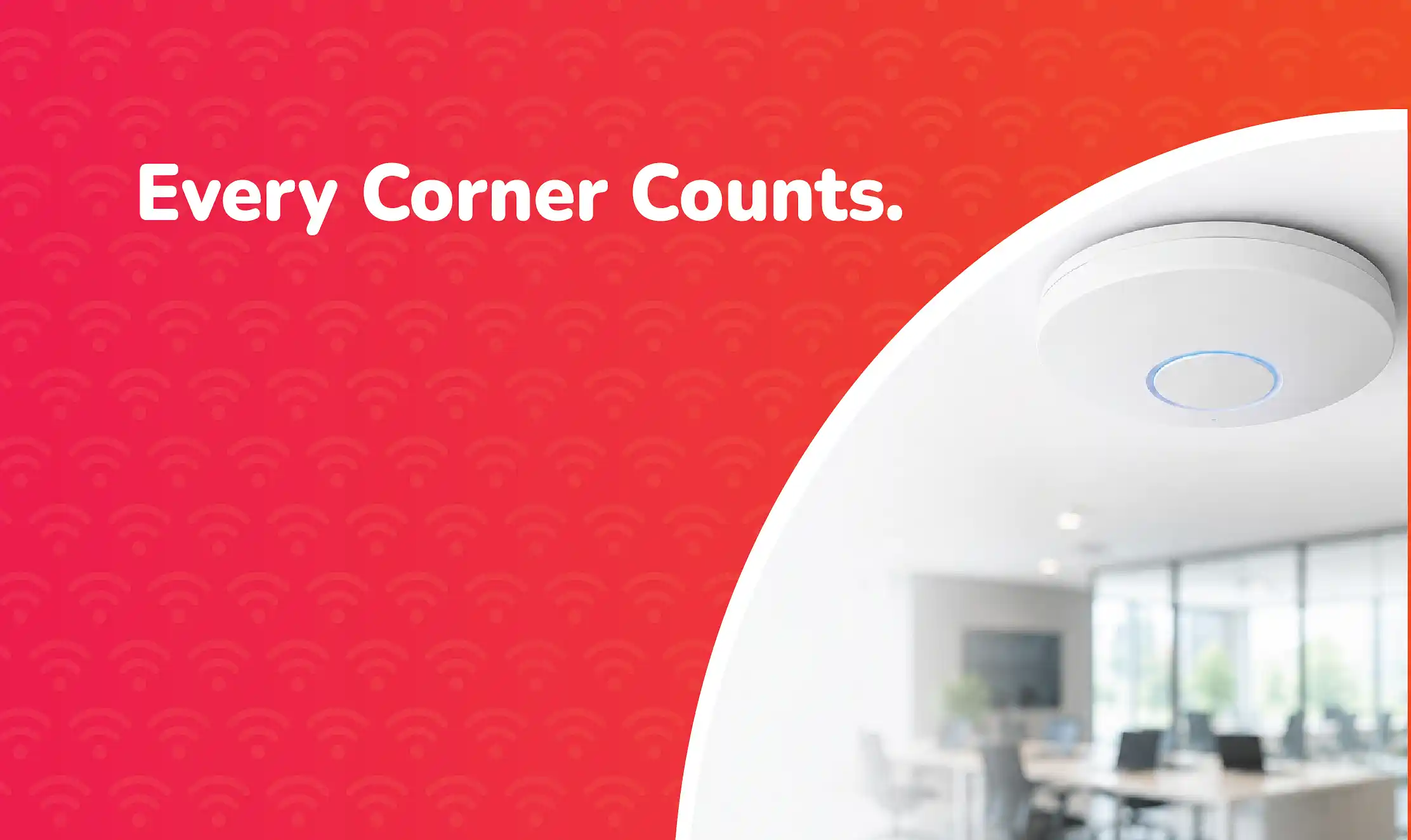 Access Points Modern ceiling-mounted wireless access point in a bright office, symbolising reliable business Wi-Fi coverage and network connectivity.
