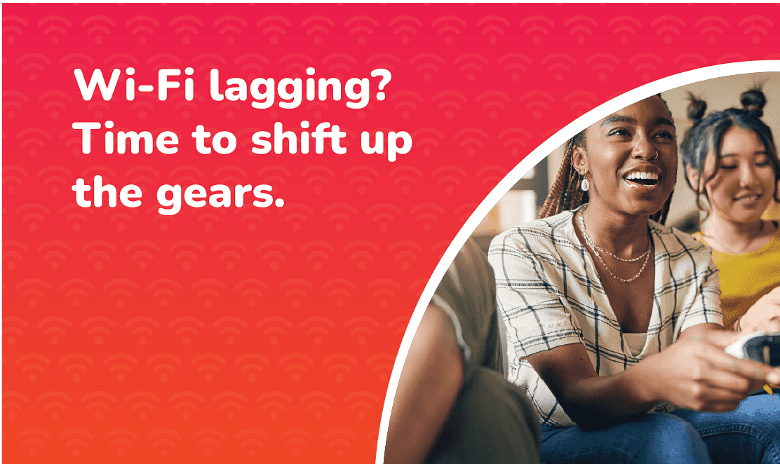 Friends enjoying online gaming together without lag | Fusion Fibre Group full fibre broadband keeps your Wi-Fi fast and reliable
